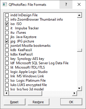 Choose the file format