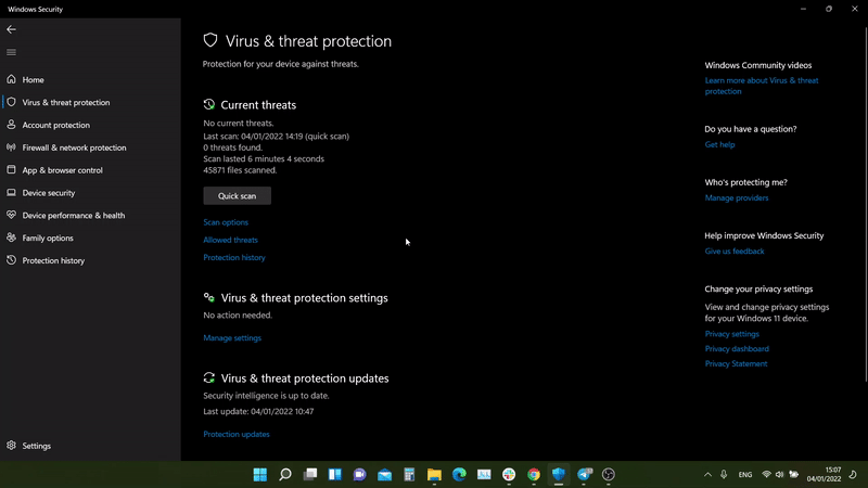 Defender Windows 11 Bug